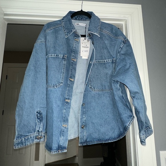 Zara Jackets & Blazers - Zara Blue Patch Pocket Denim Overshirt/Jacket
